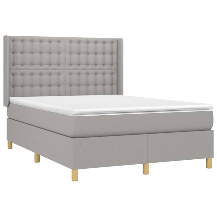 Pat box spring cu saltea, gri deschis, 140x190 cm, textil - WALTI WALTI