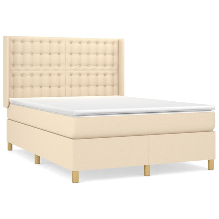 Pat box spring cu saltea, crem, 140x200 cm, textil - WALTI WALTI