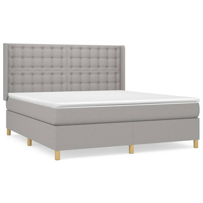 Pat continental cu saltea, gri deschis, 160x200 cm, textil WALTI