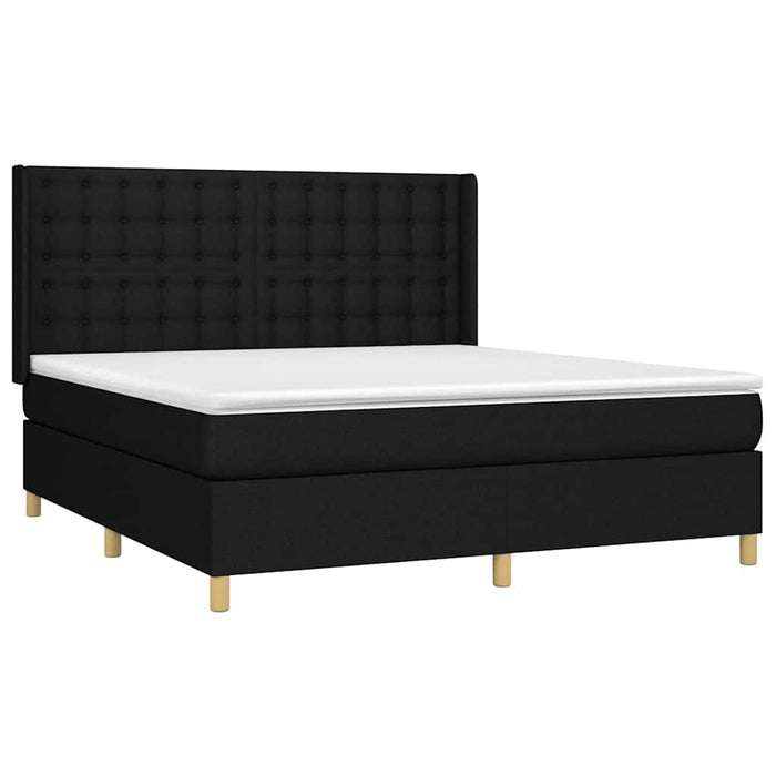 Pat box spring cu saltea, negru, 160x200 cm, textil - WALTI WALTI