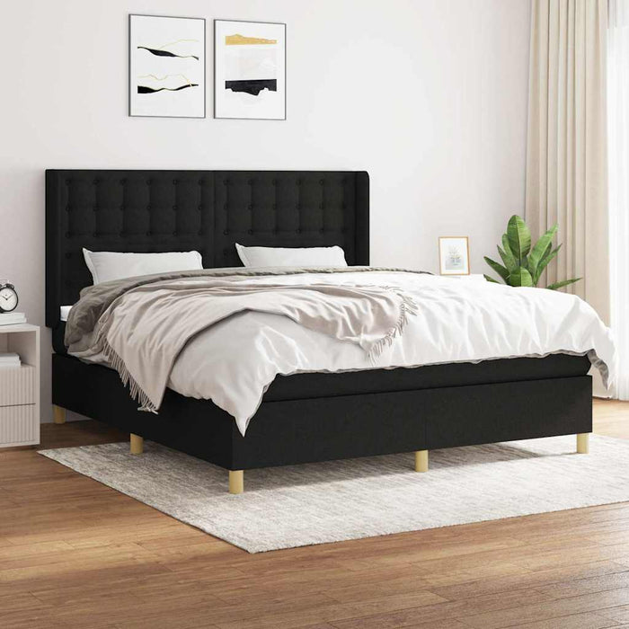 Pat box spring cu saltea, negru, 160x200 cm, textil - WALTI WALTI