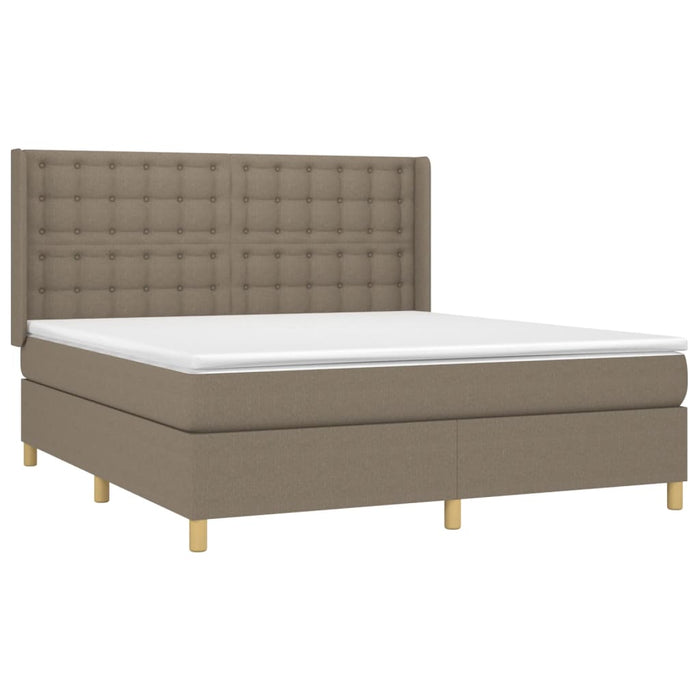 Pat box spring cu saltea, gri taupe, 160x200 cm material textil - WALTI WALTI
