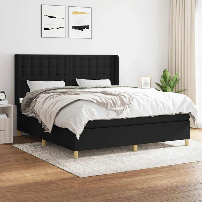 Pat box spring cu saltea, negru, 180x200 cm, catifea - WALTI WALTI