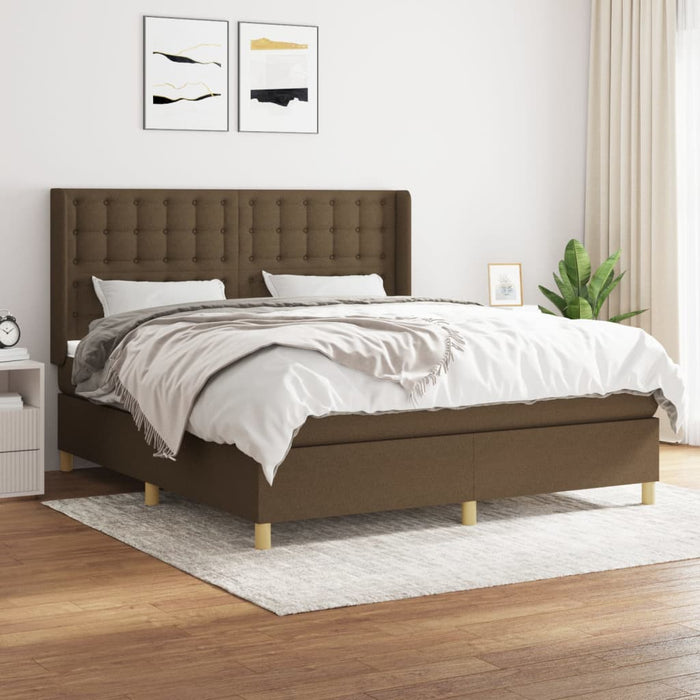 Pat continental cu saltea maro închis 180x200cm material textil - WALTI WALTI