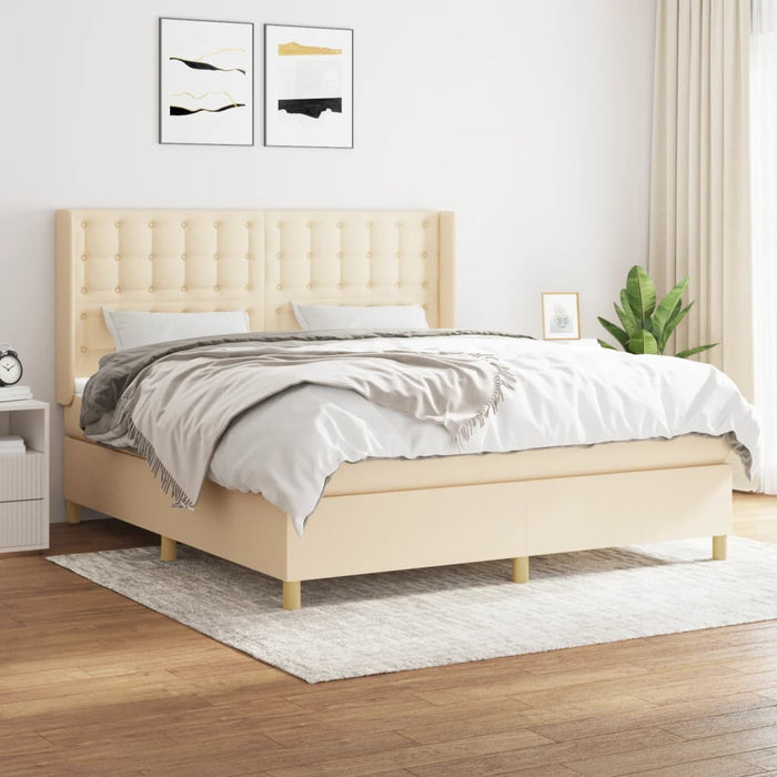 Pat continental cu saltea, crem, 180x200 cm, textil - WALTI WALTI