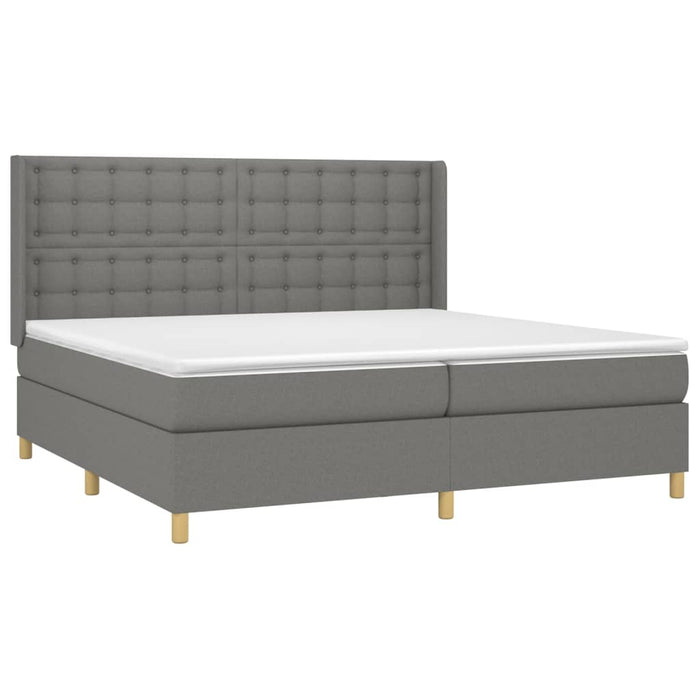 Pat box spring cu saltea, gri închis, 200x200 cm, textil - WALTI WALTI