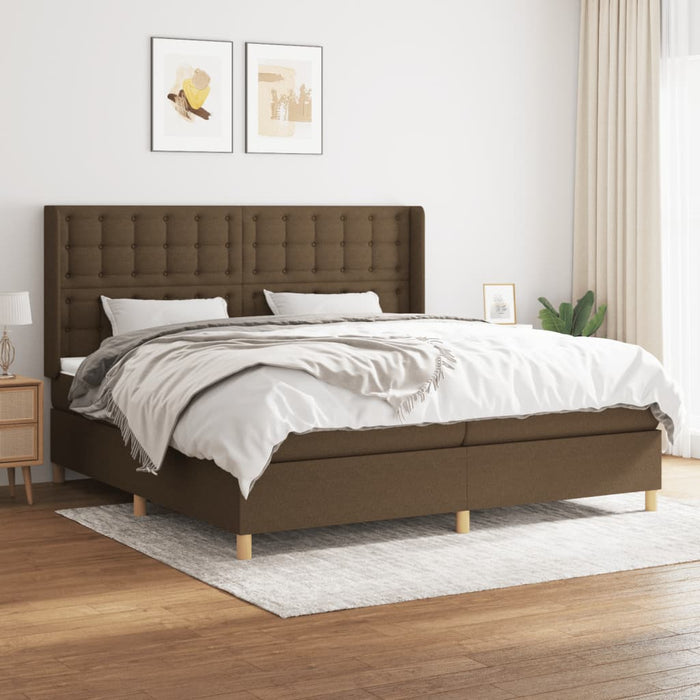 Pat box spring cu saltea, maro închis, 200x200 cm, textil - WALTI WALTI