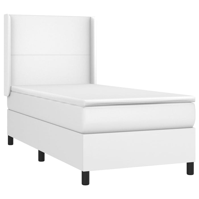 Pat box spring cu saltea, alb, 80x200 cm, piele ecologică WALTI
