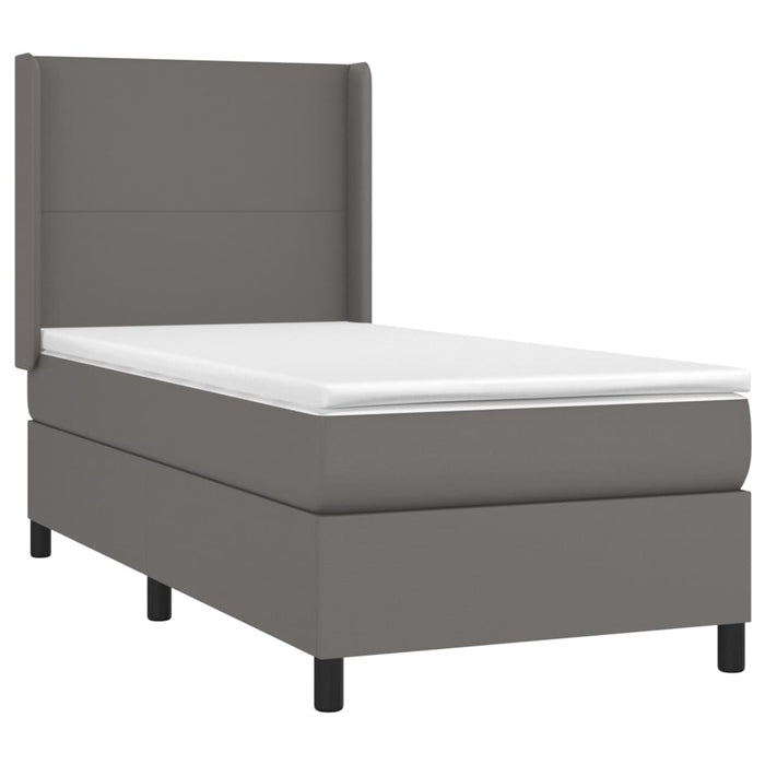 Pat box spring cu saltea, gri, 80x200 cm, piele ecologică - WALTI WALTI