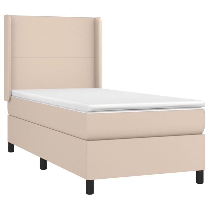 Pat box spring cu saltea, cappuccino, 90x190 cm piele ecologică - WALTI WALTI