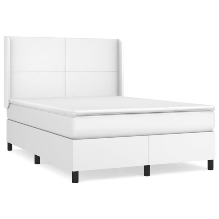 Pat box spring cu saltea, alb, 140x190 cm, piele ecologică - WALTI WALTI