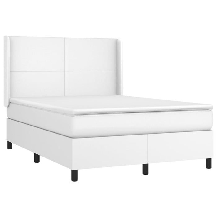 Pat box spring cu saltea, alb, 140x190 cm, piele ecologică - WALTI WALTI