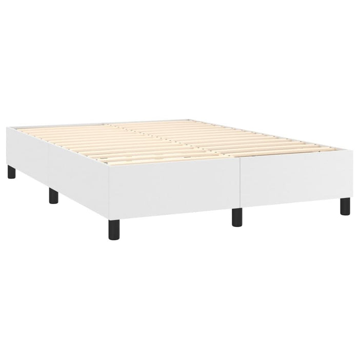 Pat box spring cu saltea, alb, 140x190 cm, piele ecologică - WALTI WALTI