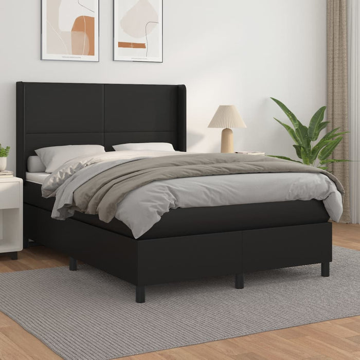Pat box spring cu saltea, negru, 140x200 cm, piele ecologică - WALTI WALTI