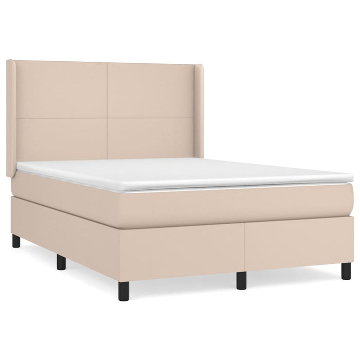 Pat box spring cu saltea, cappuccino, 140x200cm piele ecologică - WALTI WALTI