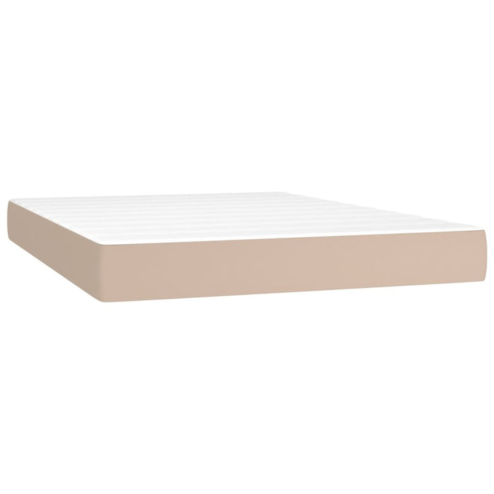 Pat box spring cu saltea, cappuccino, 140x200cm piele ecologică - WALTI WALTI