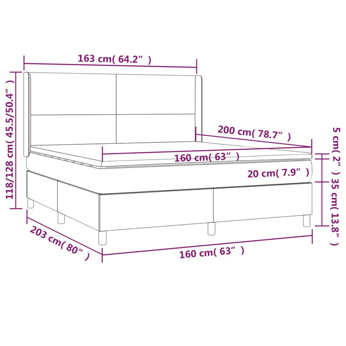 Pat box spring cu saltea, negru, 160x200 cm, piele ecologică - WALTI WALTI