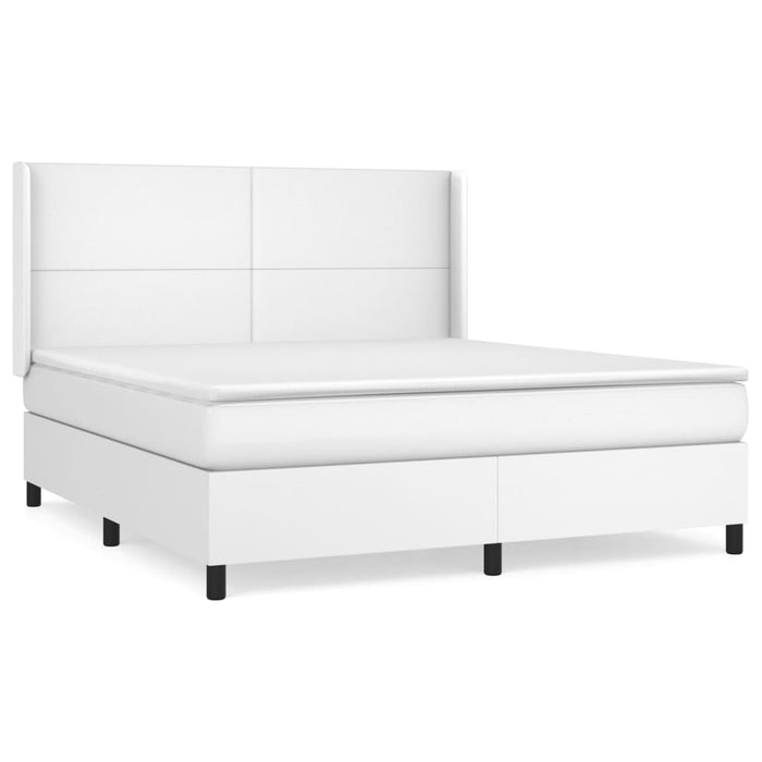 Pat box spring cu saltea, alb, 160x200 cm, piele ecologică - WALTI WALTI