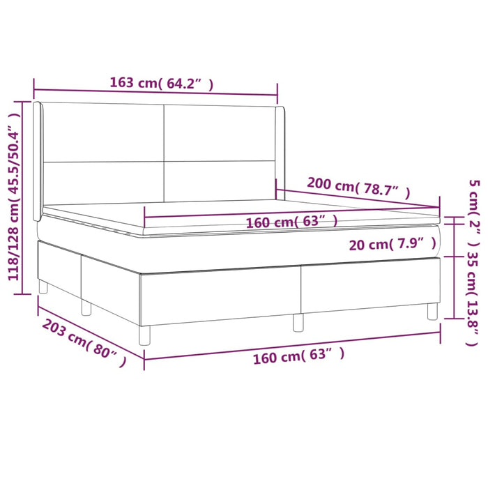 Pat box spring cu saltea, alb, 160x200 cm, piele ecologică - WALTI WALTI