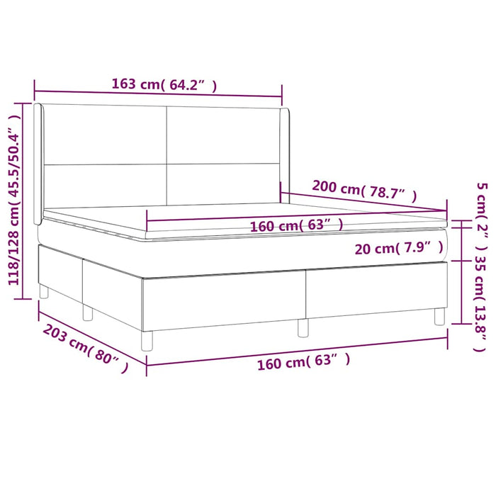 Pat box spring cu saltea, crem, 160x200 cm, piele ecologică WALTI