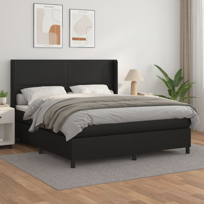 Pat box spring cu saltea, negru, 180x200 cm, piele ecologică - WALTI WALTI