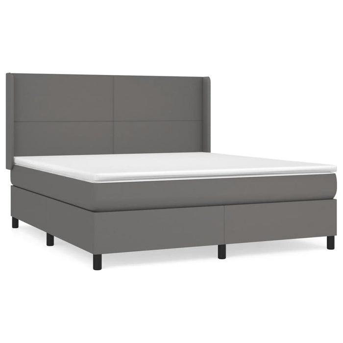 Pat box spring cu saltea, gri, 180x200 cm, piele ecologică - WALTI WALTI