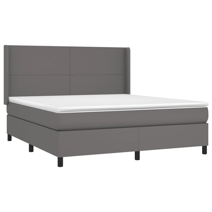 Pat box spring cu saltea, gri, 180x200 cm, piele ecologică - WALTI WALTI