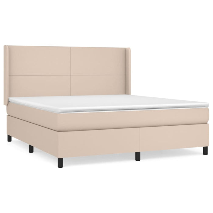 Pat box spring cu saltea, cappuccino, 180x200cm piele ecologică WALTI