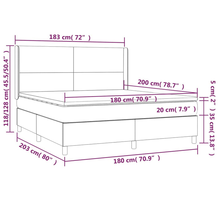 Pat box spring cu saltea, cappuccino, 180x200cm piele ecologică WALTI