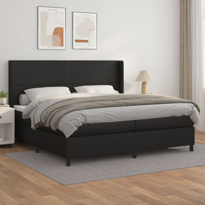 Pat box spring cu saltea, negru, 200x200 cm, piele ecologică - WALTI WALTI