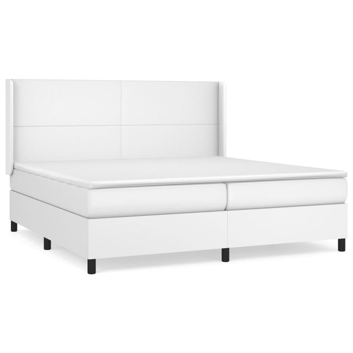 Pat box spring cu saltea, alb, 200x200 cm, piele ecologică - WALTI WALTI