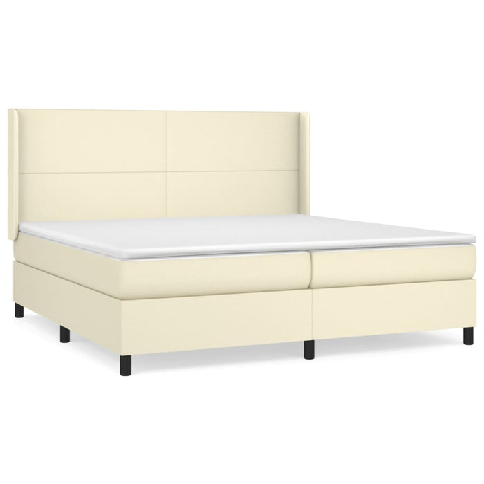 Pat continental cu saltea, crem, 200x200 cm, piele ecologică WALTI