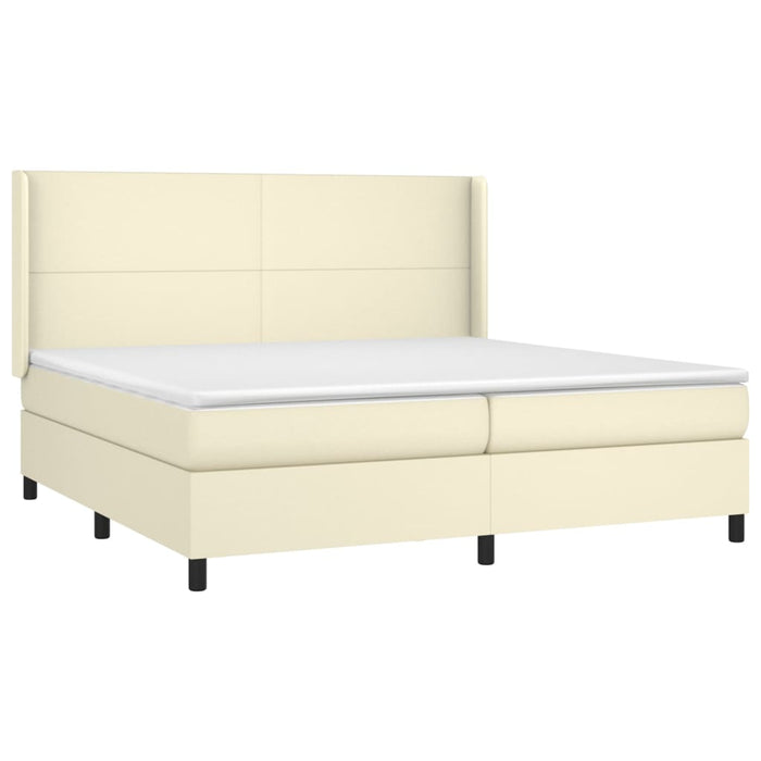 Pat continental cu saltea, crem, 200x200 cm, piele ecologică WALTI