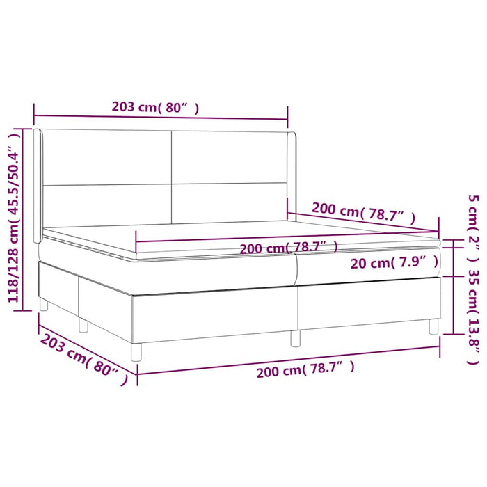 Pat box spring cu saltea, maro, 200x200 cm, piele ecologică WALTI