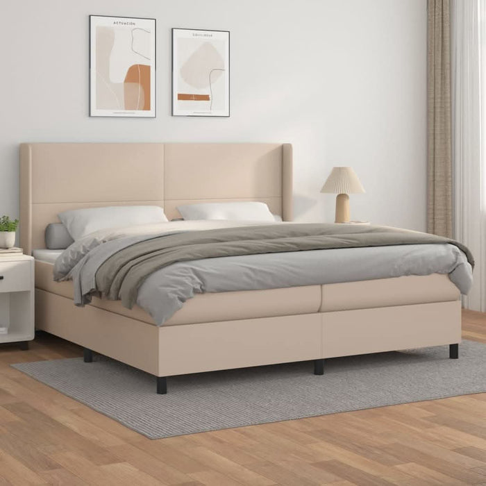 Pat continental cu saltea, cappuccino, 200x200 cm, piele eco WALTI