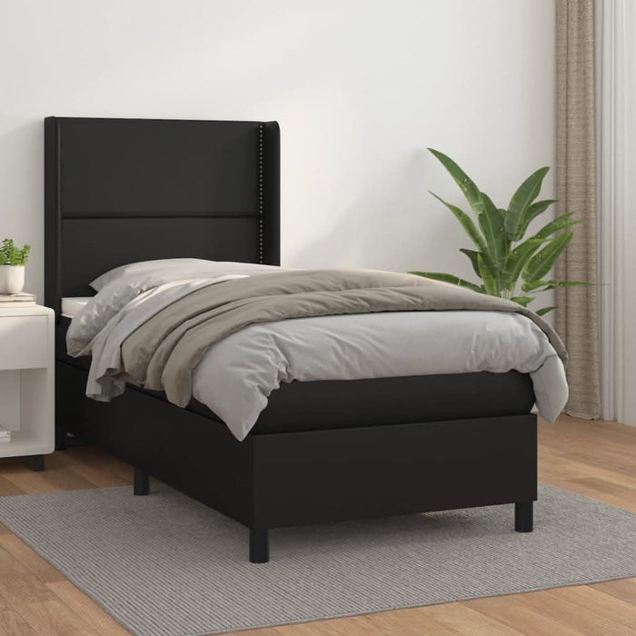 Pat box spring cu saltea, negru, 90x200 cm, piele ecologică - WALTI WALTI
