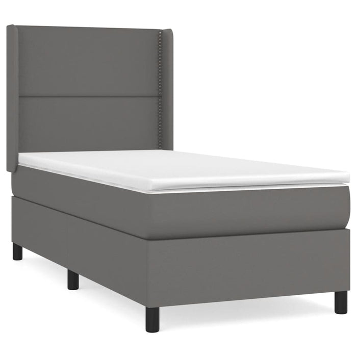 Pat box spring cu saltea, gri, 90x200 cm, piele ecologică - WALTI WALTI