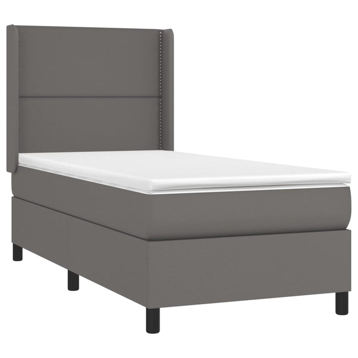 Pat box spring cu saltea, gri, 90x200 cm, piele ecologică - WALTI WALTI
