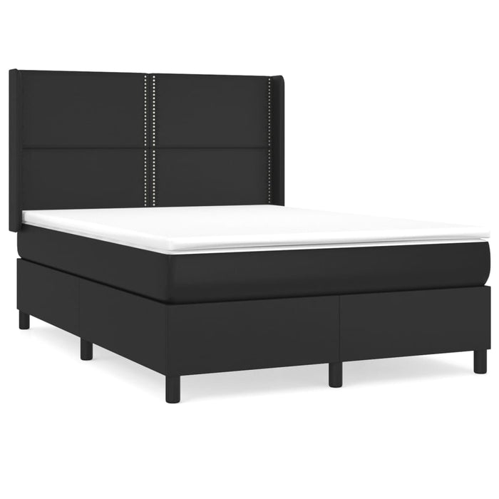 Pat box spring cu saltea, negru, 140x190 cm, piele ecologică - WALTI WALTI