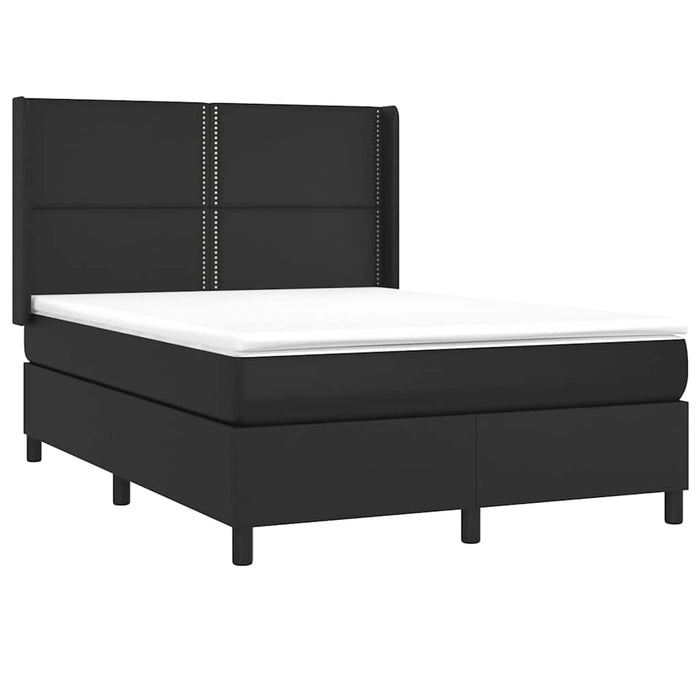 Pat box spring cu saltea, negru, 140x190 cm, piele ecologică - WALTI WALTI