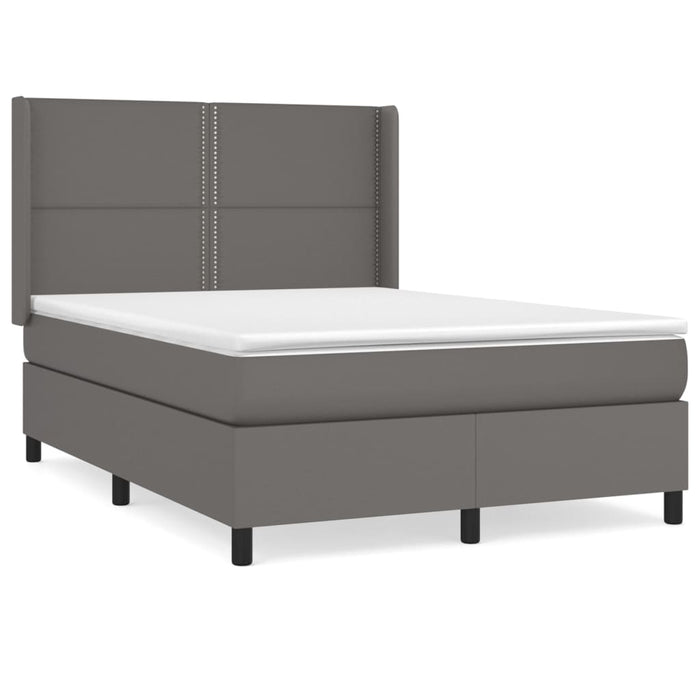 Pat box spring cu saltea, gri, 140x200 cm, piele ecologică - WALTI WALTI