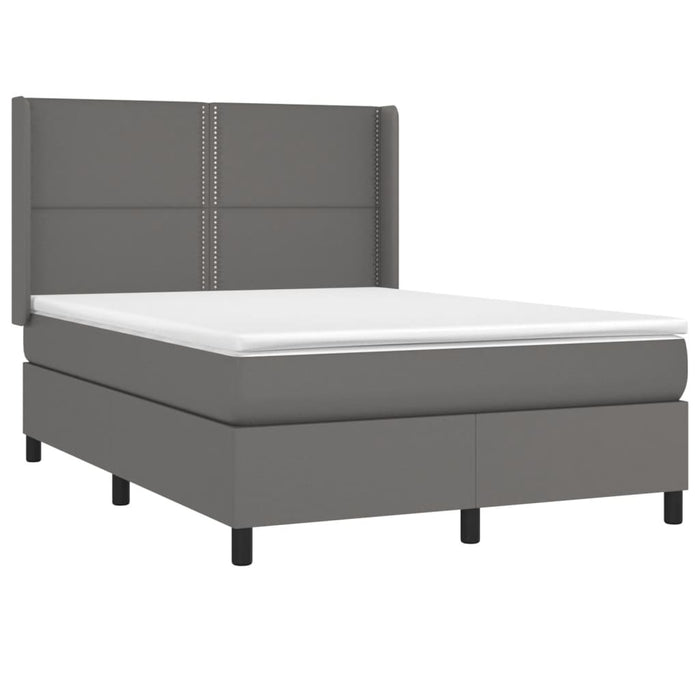 Pat box spring cu saltea, gri, 140x200 cm, piele ecologică - WALTI WALTI