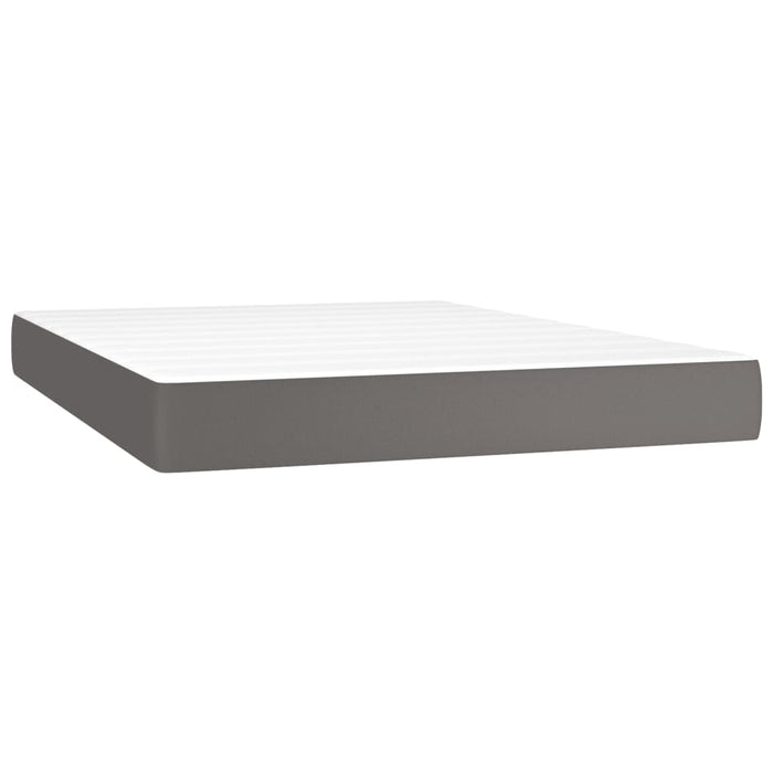 Pat box spring cu saltea, gri, 140x200 cm, piele ecologică - WALTI WALTI