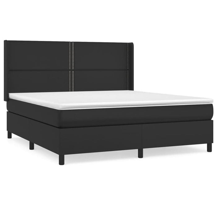 Pat box spring cu saltea, negru, 180x200 cm, piele ecologică - WALTI WALTI