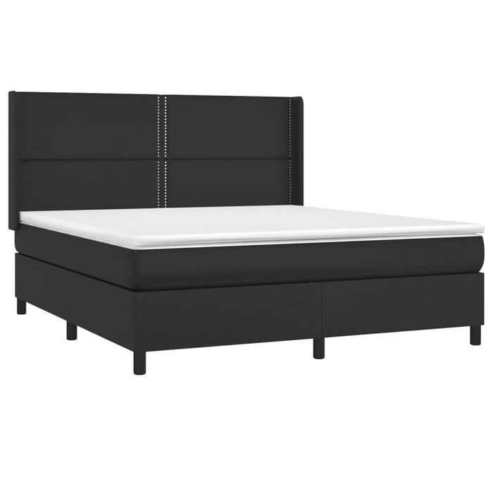 Pat box spring cu saltea, negru, 180x200 cm, piele ecologică - WALTI WALTI