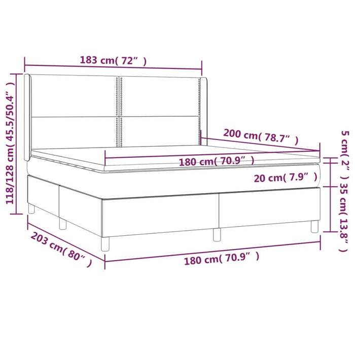 Pat box spring cu saltea, negru, 180x200 cm, piele ecologică - WALTI WALTI