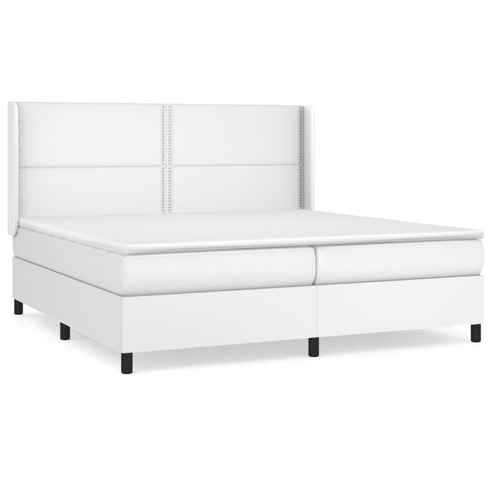 Pat box spring cu saltea, alb, 200x200 cm, piele ecologică - WALTI WALTI