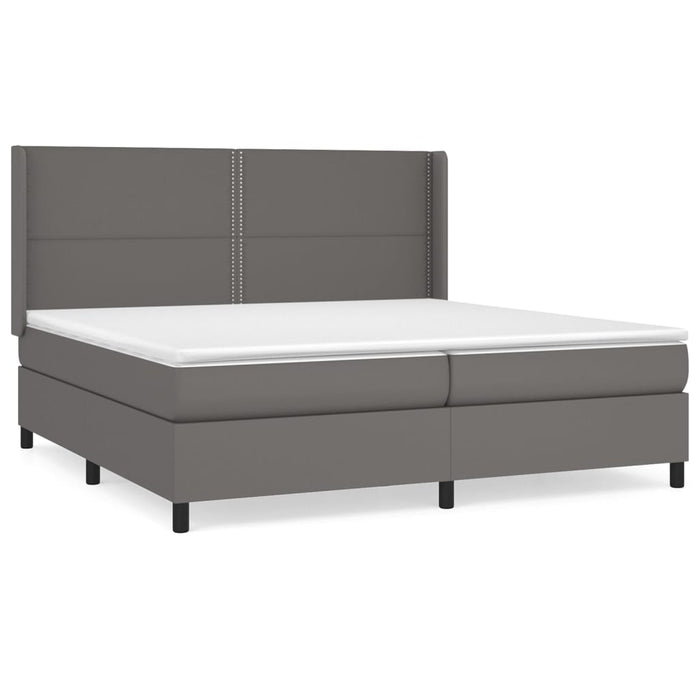 Pat box spring cu saltea, gri, 200x200 cm, piele ecologică - WALTI WALTI