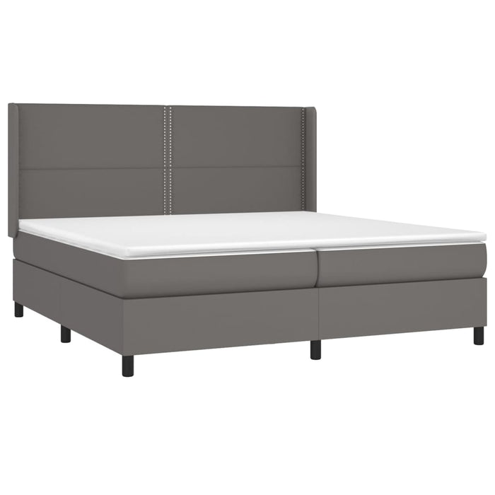 Pat box spring cu saltea, gri, 200x200 cm, piele ecologică - WALTI WALTI