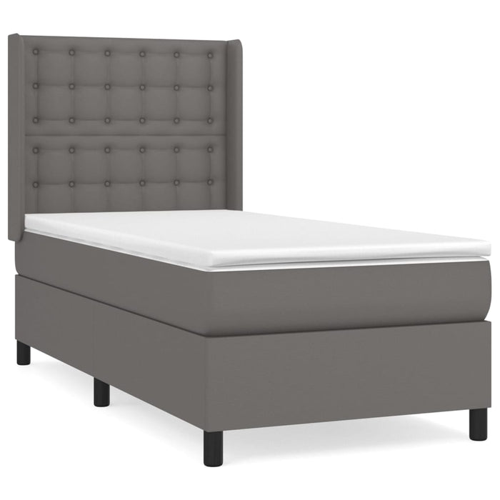 Pat box spring cu saltea, gri, 80x200 cm, piele ecologică - WALTI WALTI